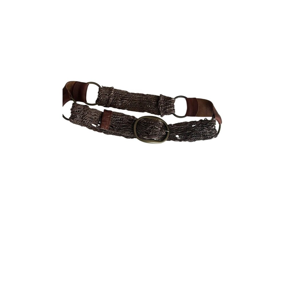 Vintage CAbi Braided Open Weave Leather Belt 2" wide adjustable Size M 1327